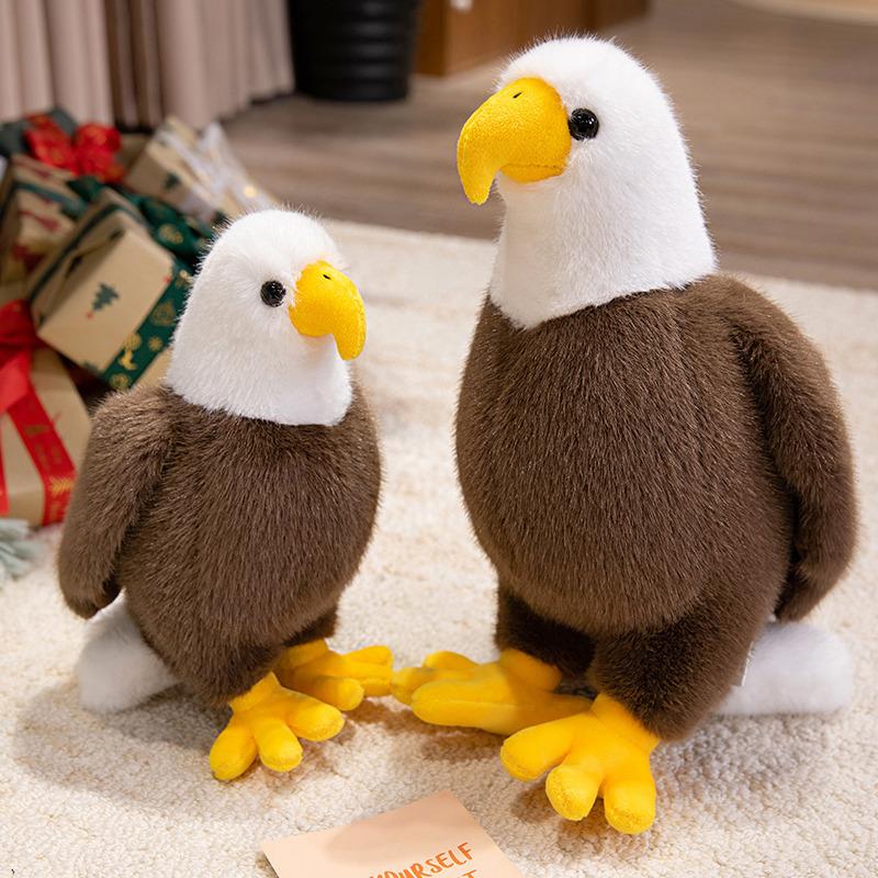 Poupée Aigle Simulation Dessin Animé Jouet en Peluche Aigle à Tête Blanche Vautour Poupée Ornement Confort Garçon Poupée Chiffon
