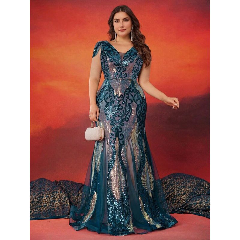 Abendkleid Übergröße Kleid für Geburtstagsfeier Große Größe Hochzeitskleid 4XL