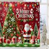 Christmas Festival decorations Santa Claus Pattern Bathroom Shower Curtain With 12  Hooks Home bathroom decor and accessories