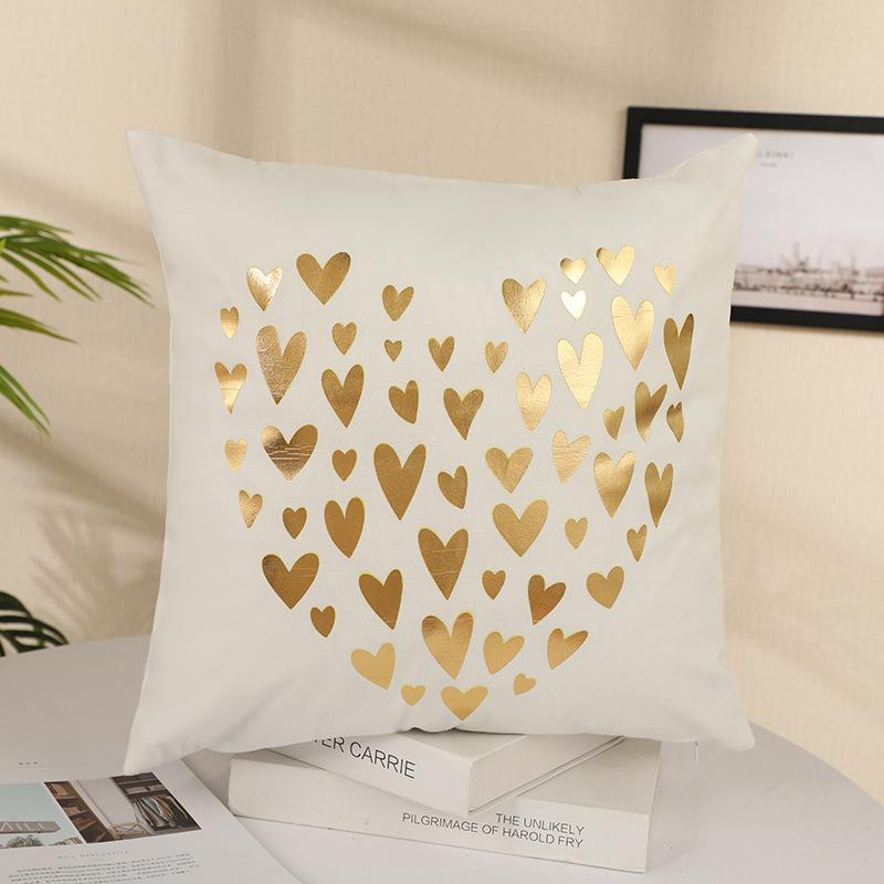 Ins Nordic Style Square Short Plush Bronzing Pillow Case Sofa Bedroom Cushion Car Office Lumbar Pillow Soft