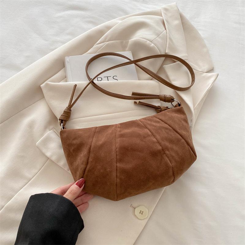 Large Capacity Splicing Croissant 2025 Autumn New Fashion Casual Simple Crossbody One Shoulder Dumpling Bag Women