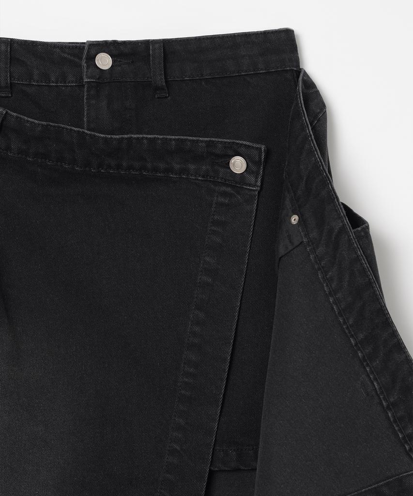 Milo Woman Denim Midi Wrap Skirt [Black Denim]