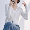 Outer Knitted Cardigan Women's Spring and Autumn Long-sleeved Thin 1116 New High-waisted Short V-neck Slim-fit Sweater Jacket