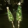 Solar Powered Christmas Tree Lights Outdoor Waterproof LED Lawn Lights with Star Topper Colorful Holiday Garden Decoration for Yard Patio