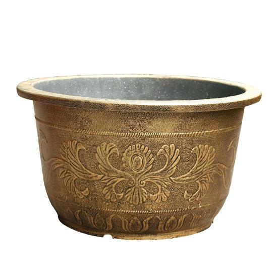 Large Flower Pot Thickened Plant Pot with Drainage Hole Retro Resin Lotus Planter for Indoor Outdoor Plants Home Gardening