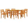 Garden Dining Set 7 Pcs Brown Solid Acacia Wood