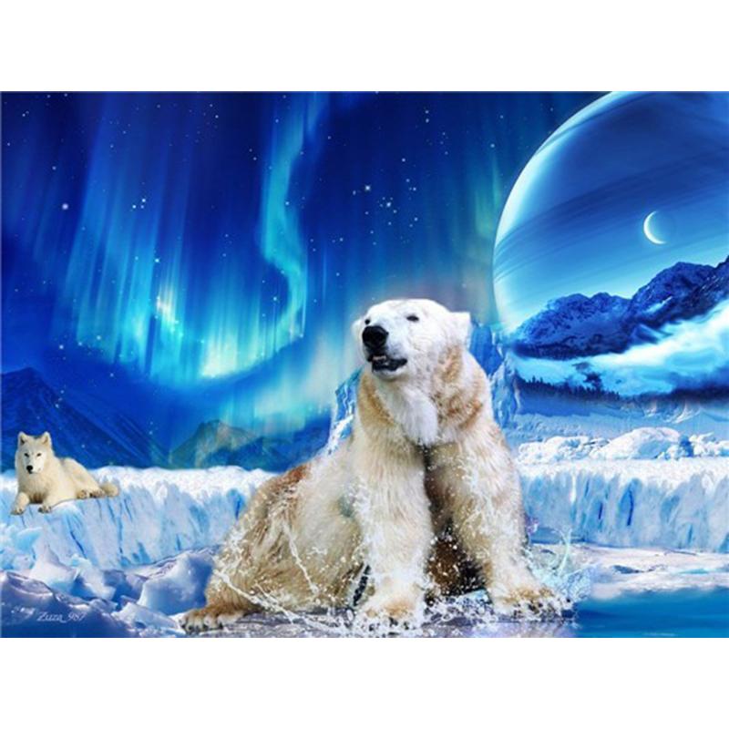 Peinture diamant 5D à faire soi-même, perceuse ronde complète, broderie diamant Animal ours polaire, image mosaïque strass, décoration de la maison