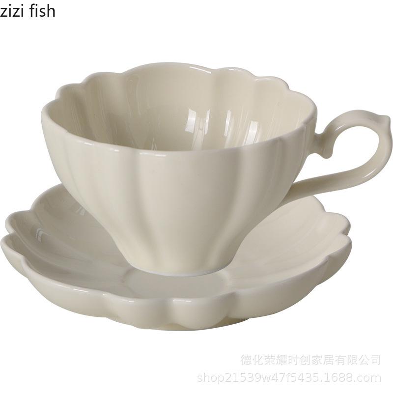 Solid Color Flower Shaped Ceramic Mug High Beauty Coffee Mug Office Milk Cup Breakfast Cup Beverage Cup Household Water Cups