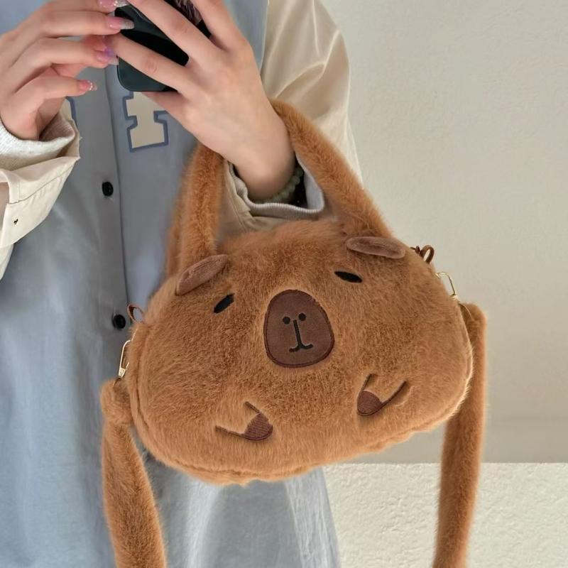 Capybara Pluche Rugzak Kawaii Capibara Pluche Knuffel Schoudertas Leuke Handtas Dier Student Schooltas Pluizige Portemonnee Verjaardagscadeau