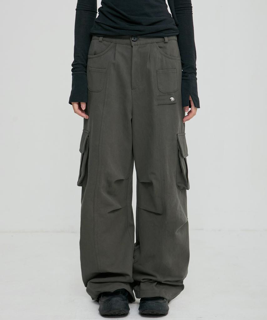 Peulleeoeob Wide Cargo Pants (Fl-262_Grayish Khaki)