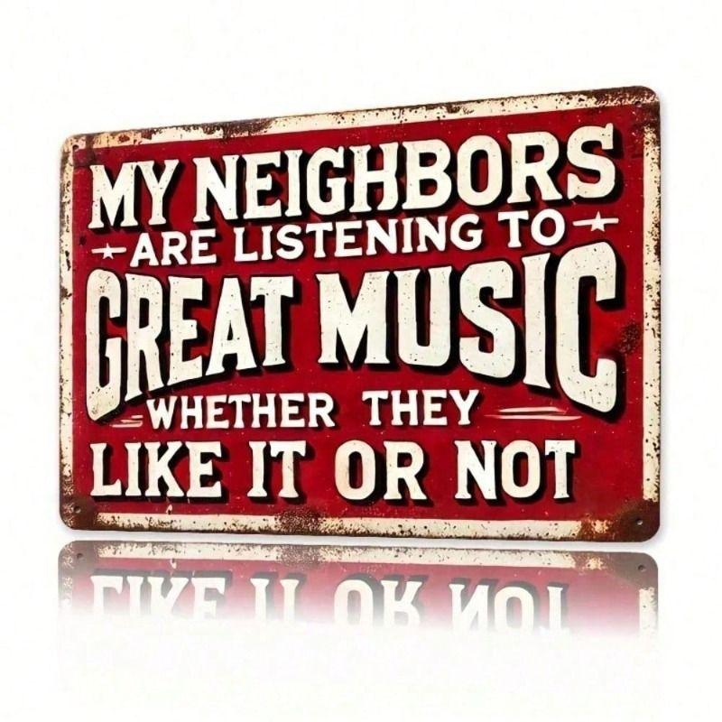 Retro Vintage Tin Music Quote Sign - Humorous Wall Decor for Home