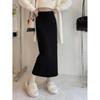 Women's Casual Slimming Knit Skirt High-waisted Straight-leg Bodycon Skirt Over Knee Long Yarn Tweed Style