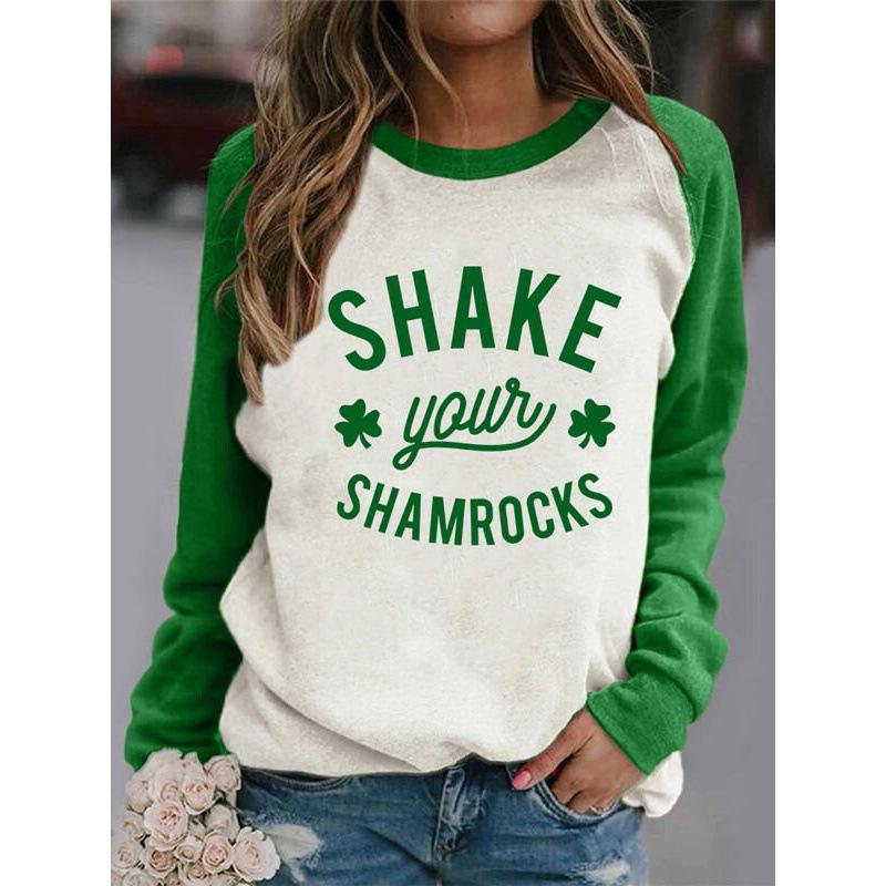 2026 Vierblättriges Kleeblatt 3D-Druck Urbaner Lässiger Raglan-Pullover