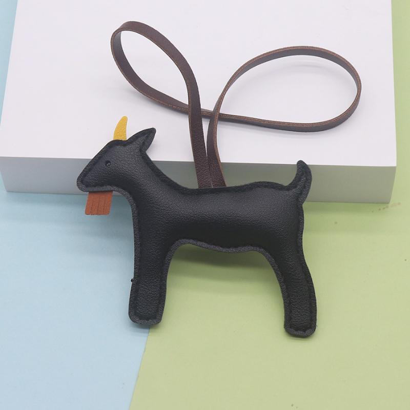 PU Leather Goat Bag Charm Cute Mini Hanging Pendant for Backpacks Handbags Keyrings Luggage Accessory