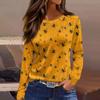 Women's Fashion Hem Slit Casual Halloween Printed Round Neck Long Sleeve Top