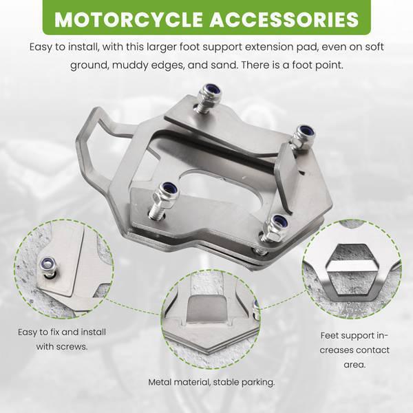 Silver Motorcycle Kickstand Pad Side Stand Base Enlarger Accessory