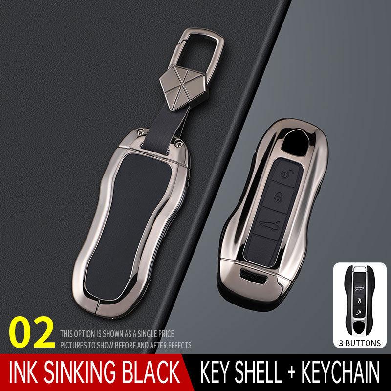 Compatible Key Cases for Porsche: Cayenne, Macan, Panamera, 911, 718 - Metal & Leather Buckle.