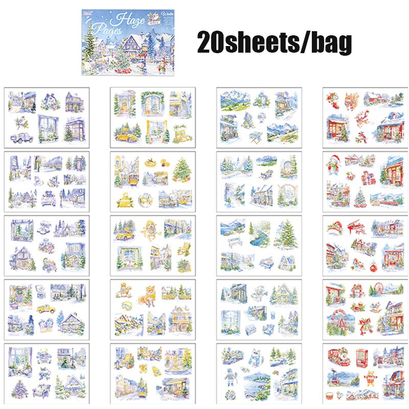 20pcs/pack Four Seasons Scenery Sticker Book Decals for Journal Scrapbooking, Nature Theme DIY Decorations