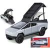 1/32 Tesla Pickup Trailer RV Model Kit, aliaj de vehicule off-road, model de mașină de jucărie din metal turnat sub presiune, simulare de model de camion cu lumină sonoră, cu RV
