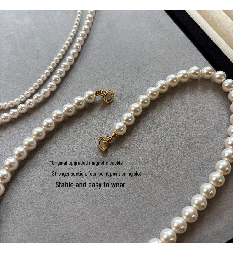 Magnetische Witte Gierstkraal Parelketting voor Dames - Elegant, Veelzijdig Sleutelbeenontwerp
