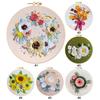 Flower Stamped Cross Stitch Embroidery Kits with Hoop Cloth Color Thread