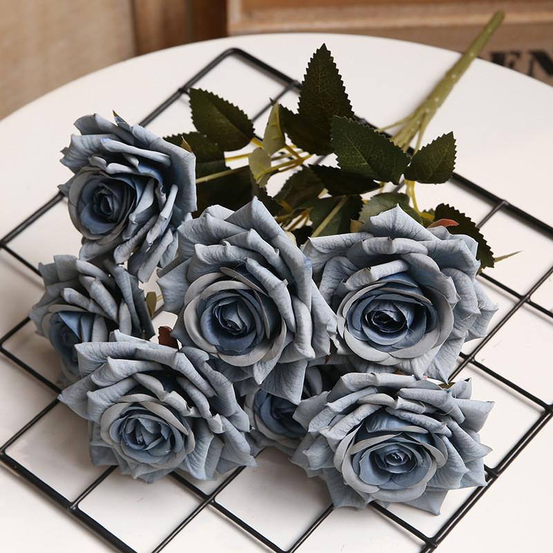 Artificial Rose Bouquet With Colored Silk Flower For Wedding And Home Decor