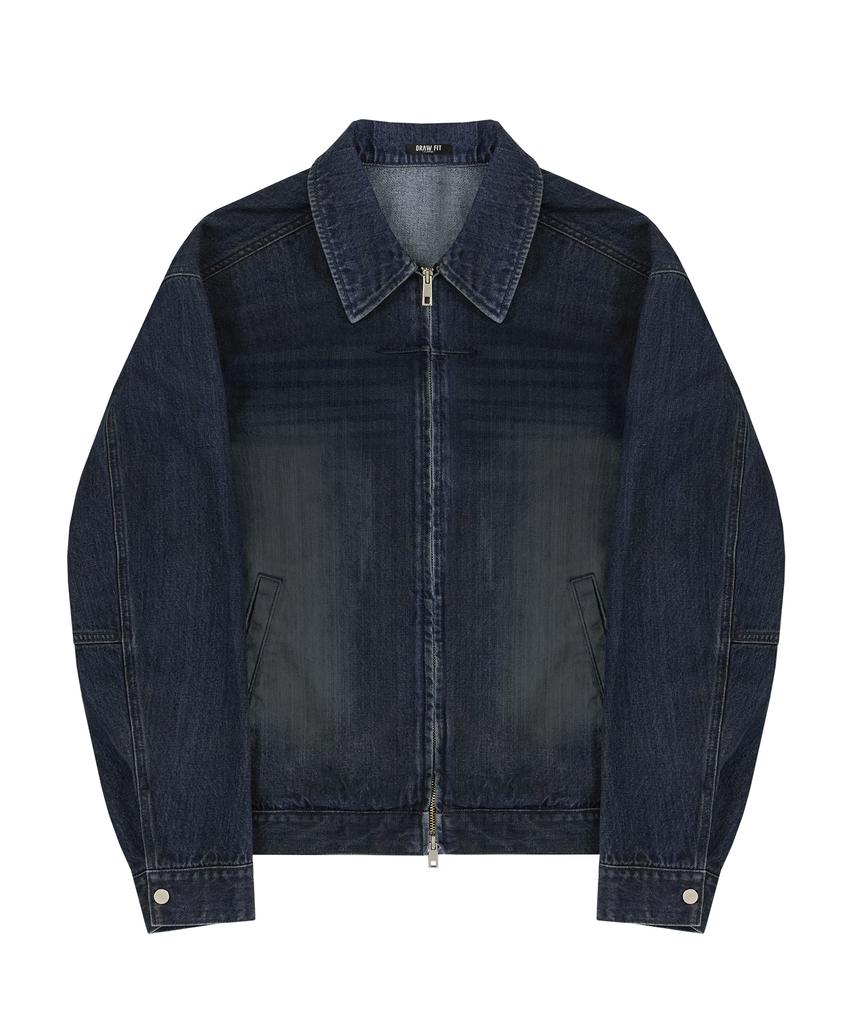 Draw Fit Contrast Washed Denim Jacket [Slate Blue]