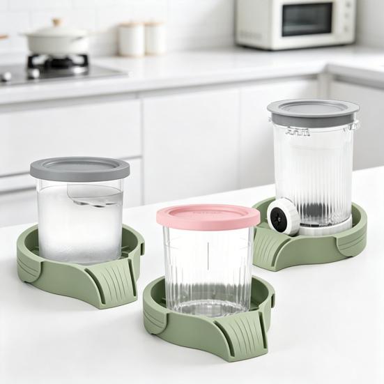Base de rangement pour tasses Ninja Creami Plateau en silicone Design avec drainage Drainage intelligent Organisateur anti-renversement pour éliminer le désordre sur le plan de travail Cuisine