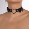 Słodki wiatr geometryczny miłosny kołnierz, skórzana kokarda dzwoneczki halloween choker naszyjnik