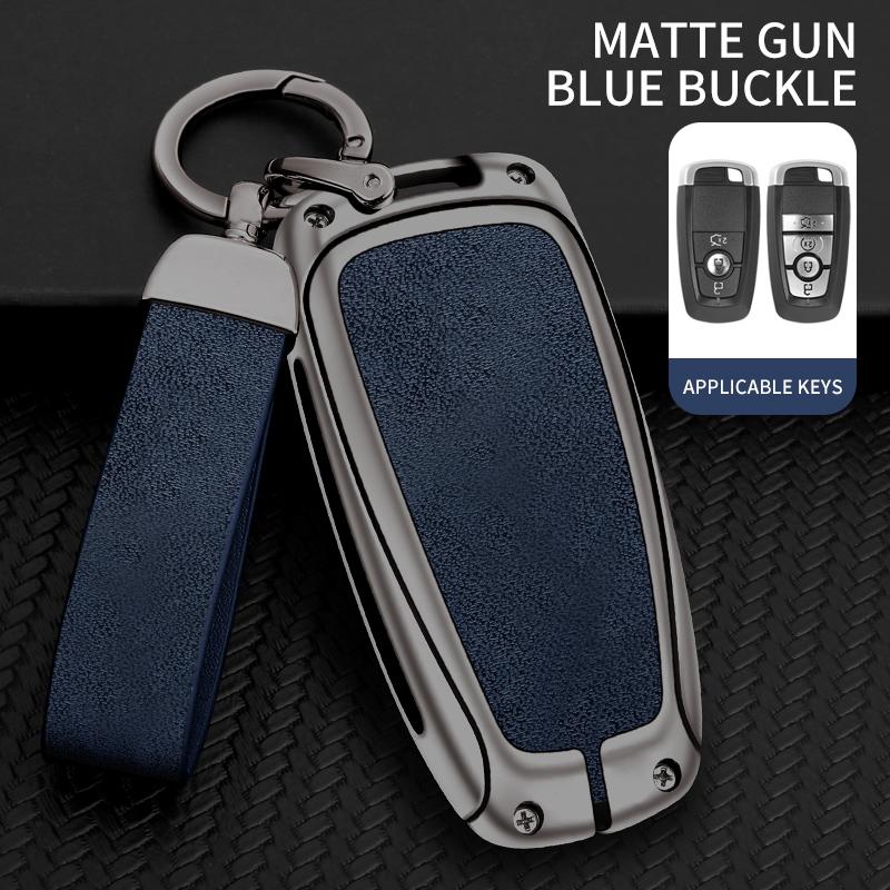 NEW Zinc Alloy Leather Car Key Case Cover Protector Shell for Ford Raptor F150 Explorer Mustang Fusion Escape F250 F350 RAPTOR