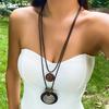 2er Set Vintage Holzperlen Halsketten für Damen Halskette Ethnischer Urlaubsstil Halskette, Hochwertige Leichte Luxus Nischen Schlüsselbein Kette