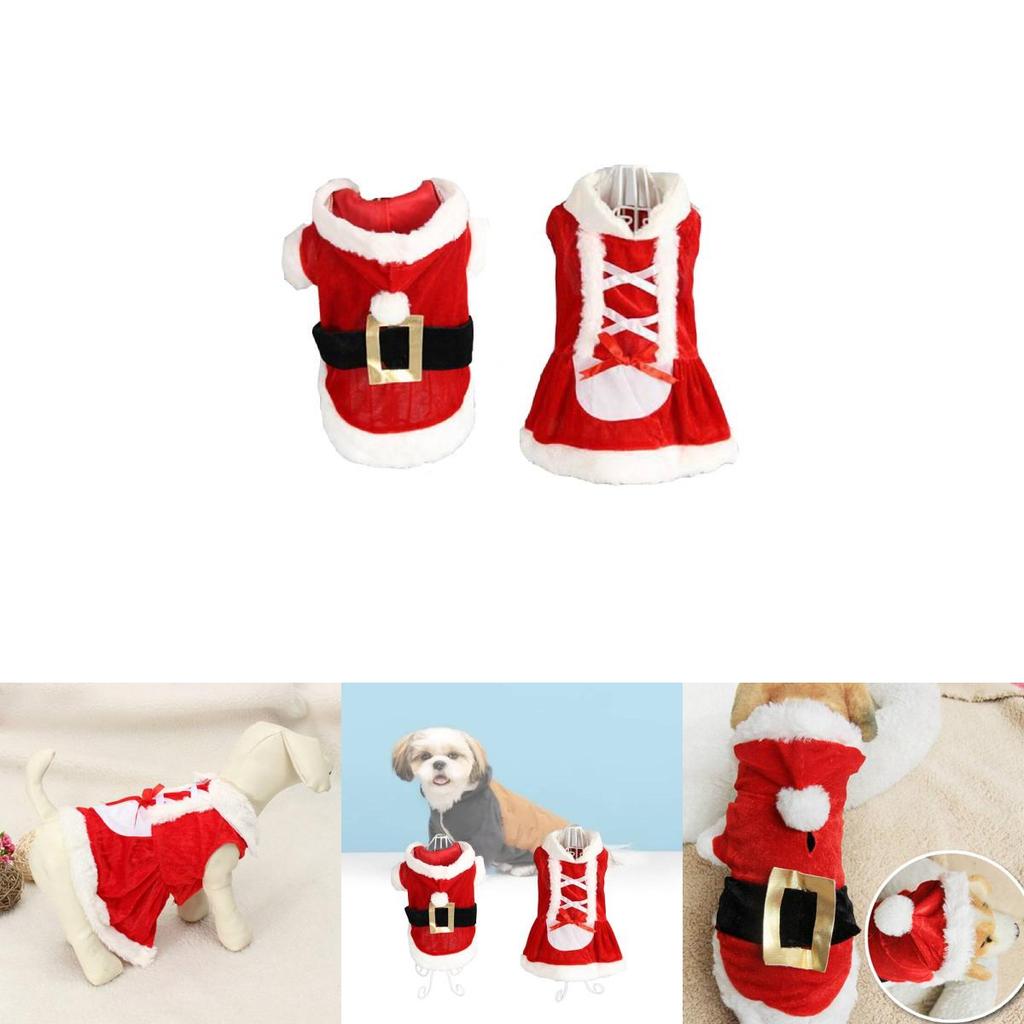 Festive Red Pet Christmas Costume Santa Outfit For Dogs Soft Acrylic Fabric