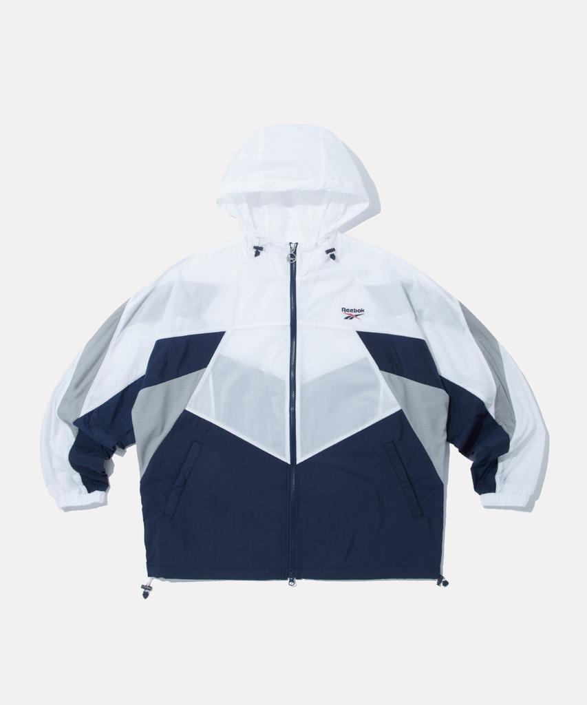 Reebok Colorblock Mesh Matching Windbreaker - White:Navy
