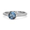 London Blue Topaz Pave Split Band Ring - 925 Sterling Silver