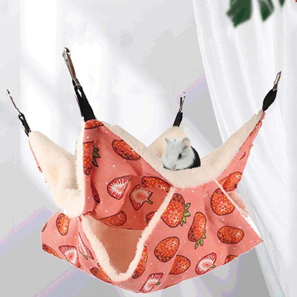 Pet Cage Accessories Double-layer Plush Hamster House Guinea Pig Hideout Hanging Hammock Rat Bed