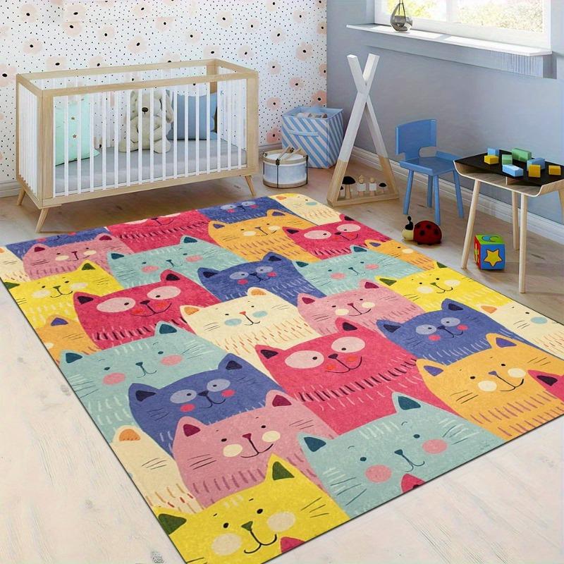 Süßes Cartoon-Katzenmuster, Hippie, Großer Teppich, Teppich für Sofa und Couchtisch, Weicher Teppich für Zuhause, Teppich für Jugendzimmer, Bodenteppich