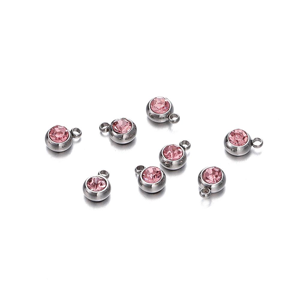 20Pcs 6mm Stainless Steel Rhinestone Beads Gold Color Crystal Charms Pendants for DIY Necklace Bracelet Charm Jewelry Making
