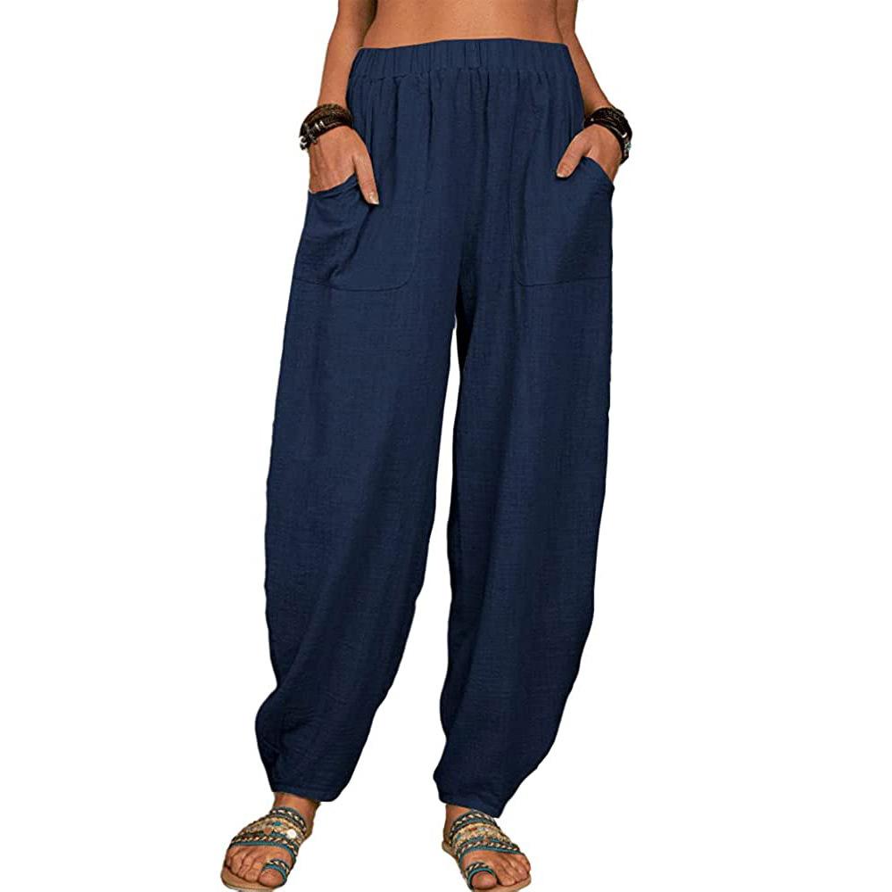 Summer Spring Women's Casual Harem Pants Female Cotton Linen Loose Wide Leg Long Pants Homewear