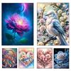 Diamond Cross Embroidery Feather Flower and Windbell Bird 5D DIY Diamond Embroidery Diamond Painting Home Decoration