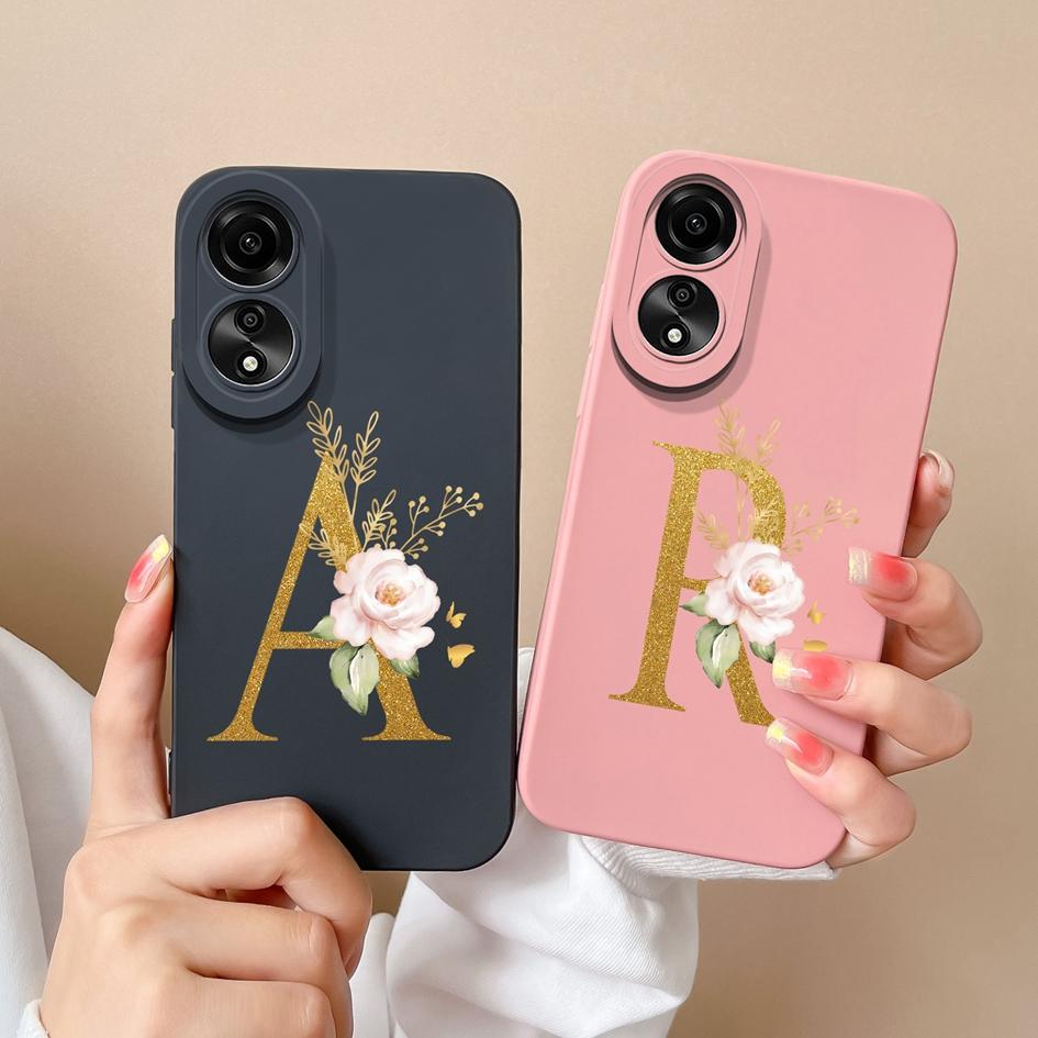Case For Oppo Reno 6 7 8 Pro+ Lite 8T 10 Pro Cover Fashion Shockproof Flower Letters Phone Bags Matte Soft Liquid Silicone Couple Case For Oppo Bumper
