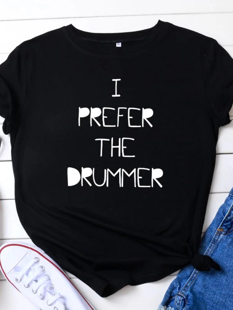 JE PRÉFÈRE LE BATTEUR Imprimé Lettre T-Shirt Femme Manches Courtes Col O Ample T-Shirt Femme Hauts Camisetas Mujer
