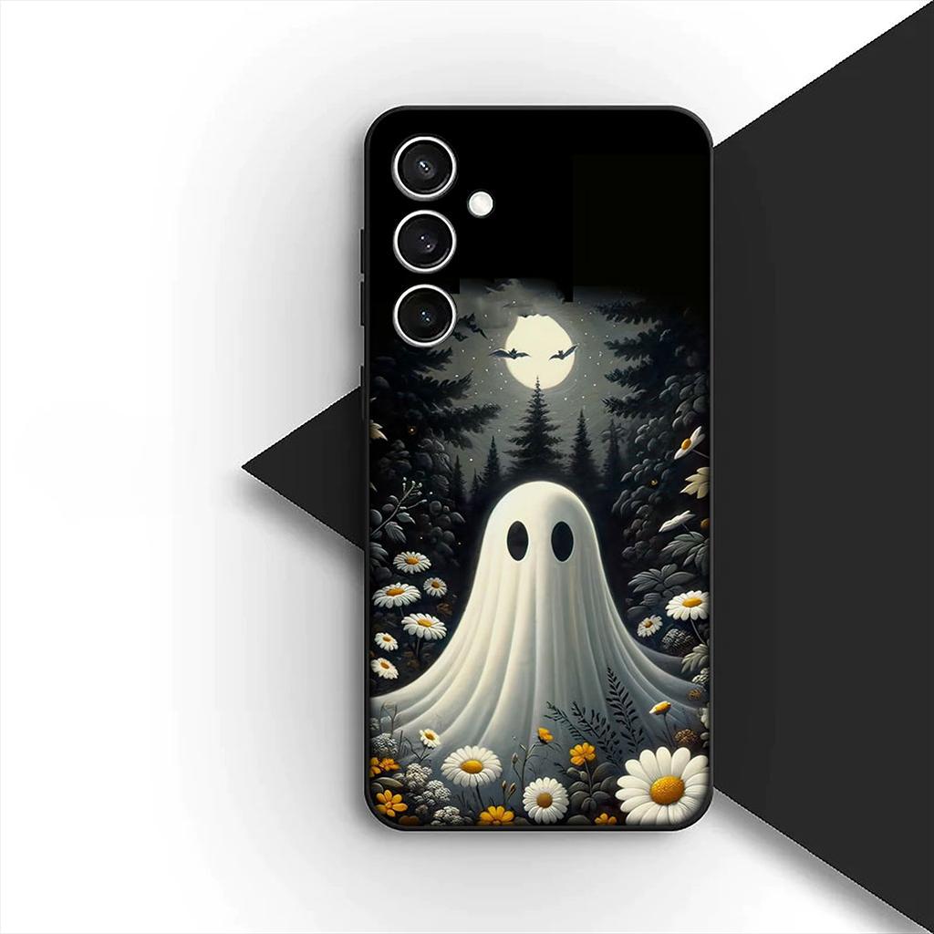 for OPPO A80 A18 A16 A40 A17 A15 A38 A78 A79 A54 A57 A12 A60 4G 5G Phone Cover Case with Little Ghost Halloween Pumpkin Flower