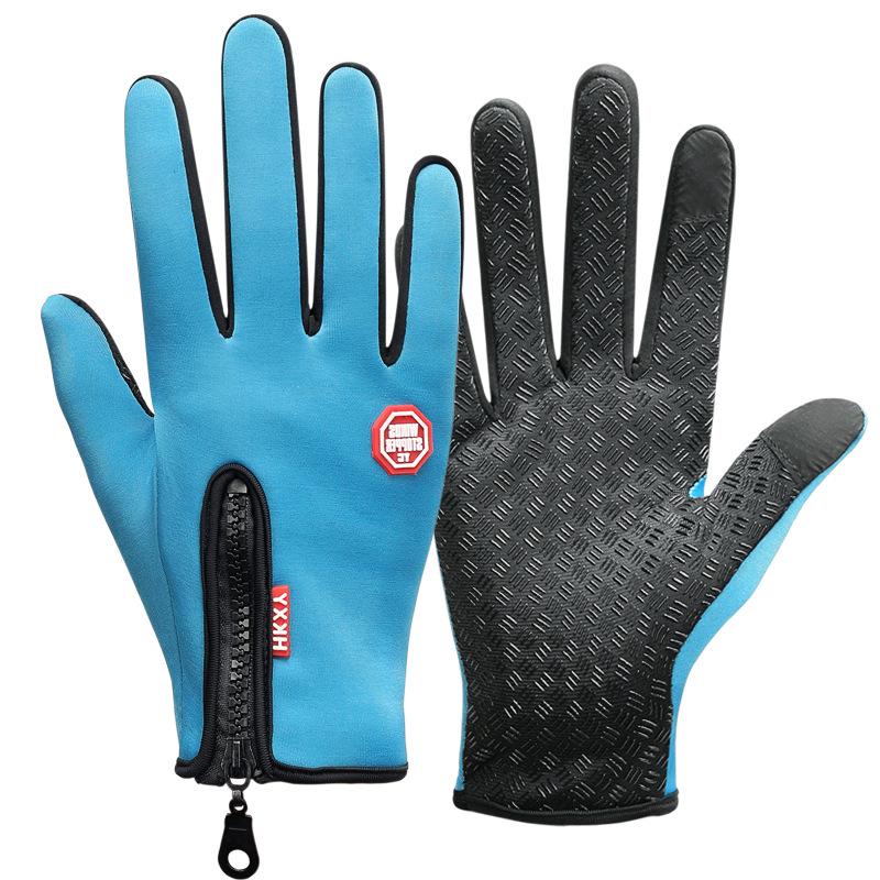 Outdoor Cycling Warm Gloves for Autumn and Winter Men and Women's Sports Fitness Gloves Plus Velvet Cold Proof Waterproof Touch Screen Gloves