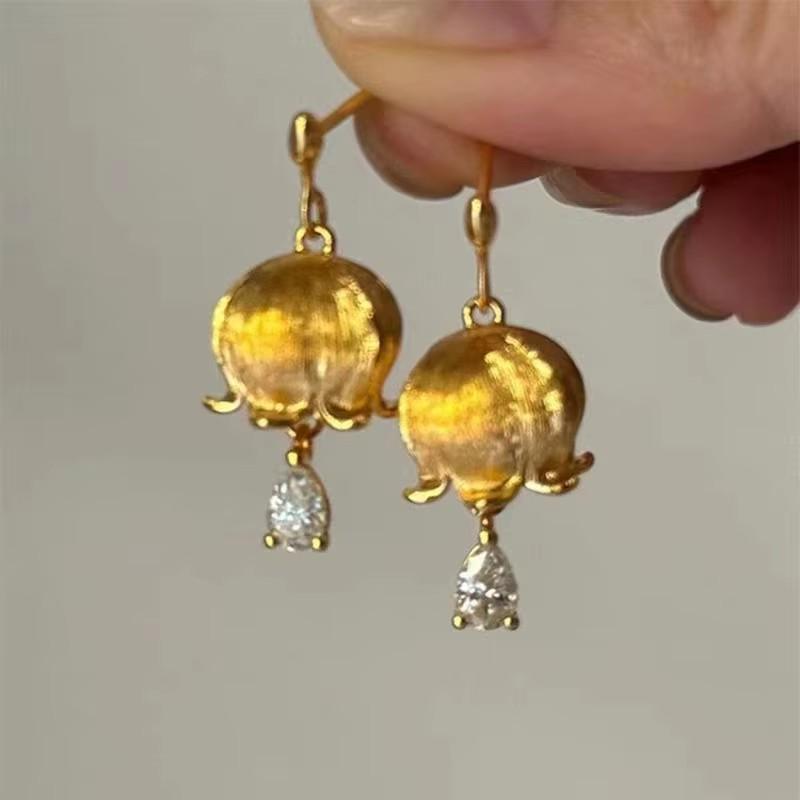 PANJBJ 925 Silver Bow Knot Earring for Women Texture Tassels Sweet Romantic Korean Jewelry Gift