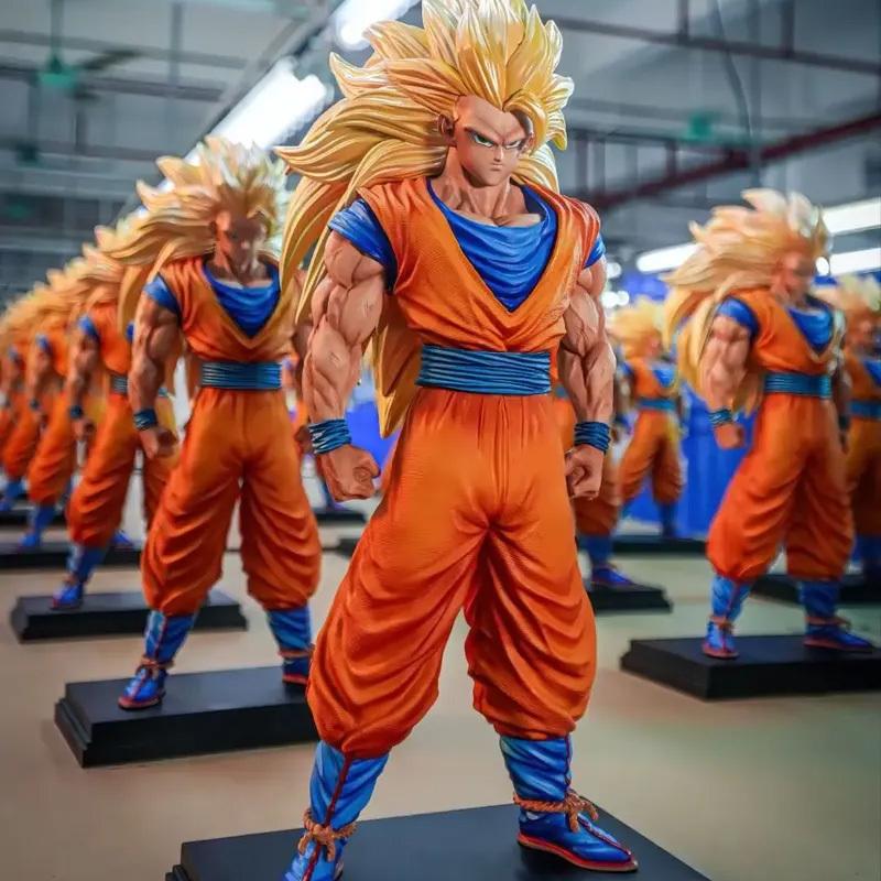 34cm Anime Dragon Ball Z Super Saiyan 3 Son Goku Action Figures Standing Model Pvc Statue Desktop Decoration Ornament Playthings Gifts
