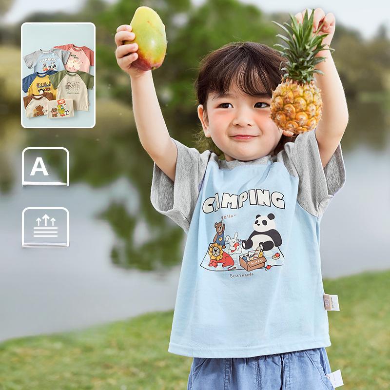 Babykläder Pojkar Kortärmade T-shirts Sommarkläder Flickor Baby Barn Sommar Bomull Barnkläder Toppar