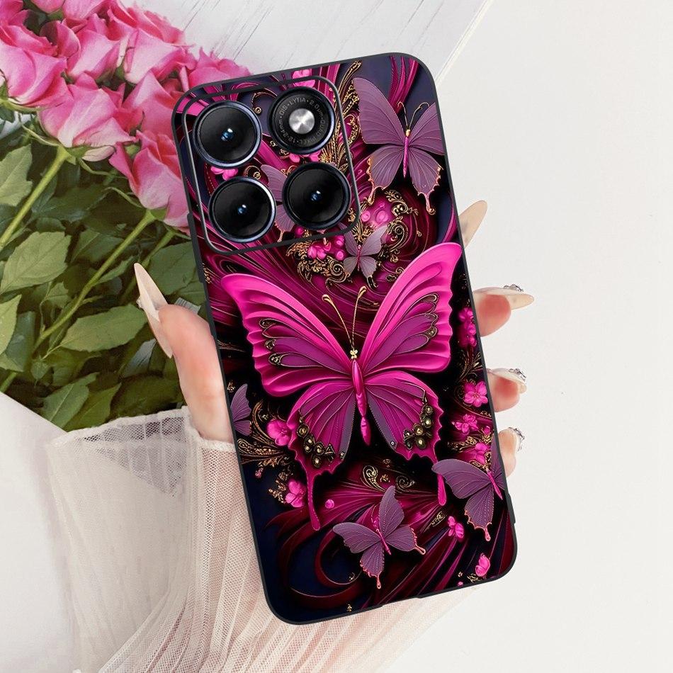 For Motorola Edge 70 Fusion Cute Flower Butterfly Cat Painted Case For Motorola Edge70 Fusion 5G Black Silicone Soft Phone Cases