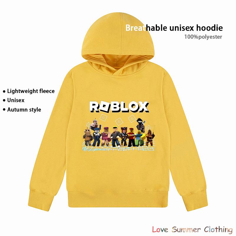 Roblox Print Sweatshirt Leeftijd 4-14 Unisex lichtgewicht fleece hoodies voor de herfst Polyester Sport Pullover Dagelijks Gebruik Ademend Zonder Zak game Print
