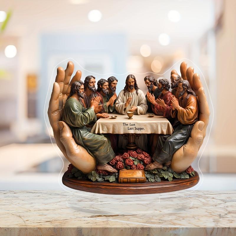 2D Acrylic Scene Of Jesus' Birthday Statue Art Decoration Calm Warm Desktop Ornament For Home Office Cafe Suitable Unique Gift