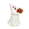 Halloween Geist Figur Weißer Geist mit Kürbis Katze Gruselig Harz Ornament Gravierte Halloween Dekoration